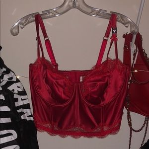 Victoria's Secret Longline Red Satin Bra